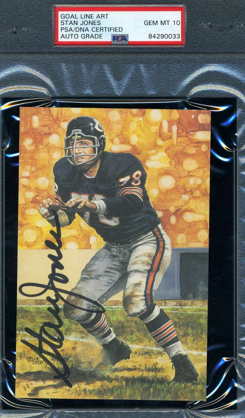 Stan Jones Gem Mint 10 PSA DNA Slabbed Signed Goal Line Art Card Autographed