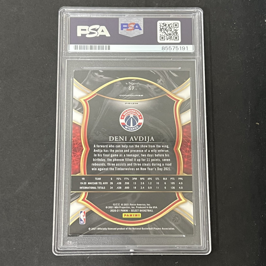 2020-21 Panini Select #69 Deni Avdija Blue Prizm signed card PSA