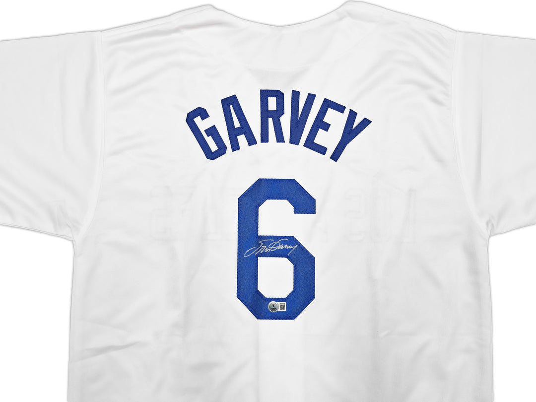 Los Angeles Dodgers Steve Garvey Signed White Jersey Beckett Wit