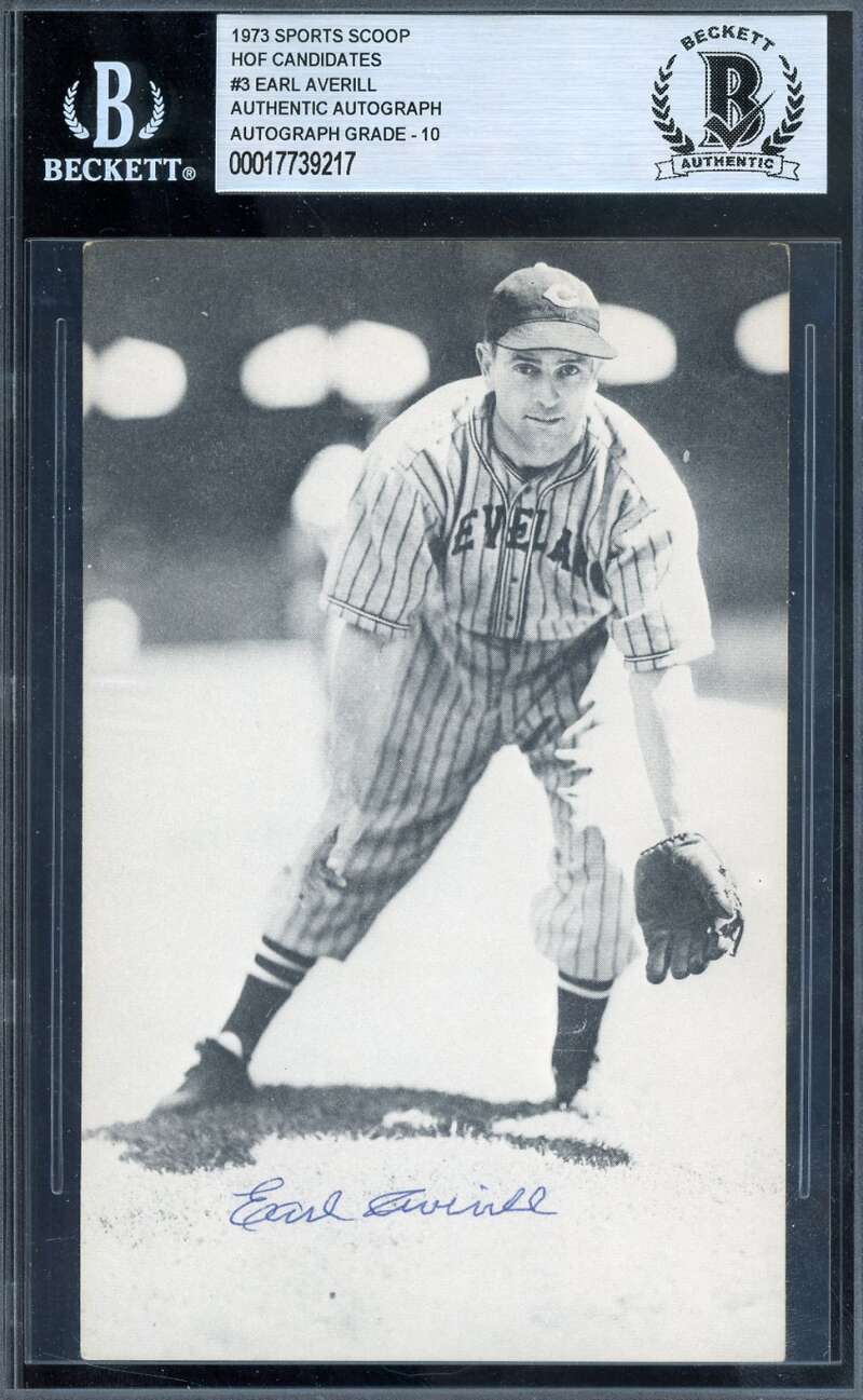 Earl Averill Gem Mint 10 Beckett BAS Signed 1973 Sports Scoop HOF Autograph