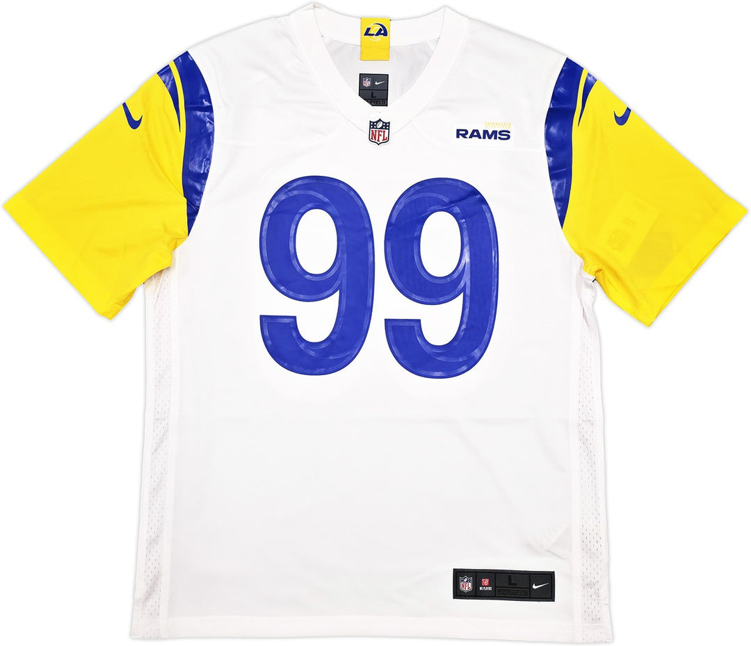 Rams Aaron Donald Signed White Nike On Field Jersey Size L Beckett Witness