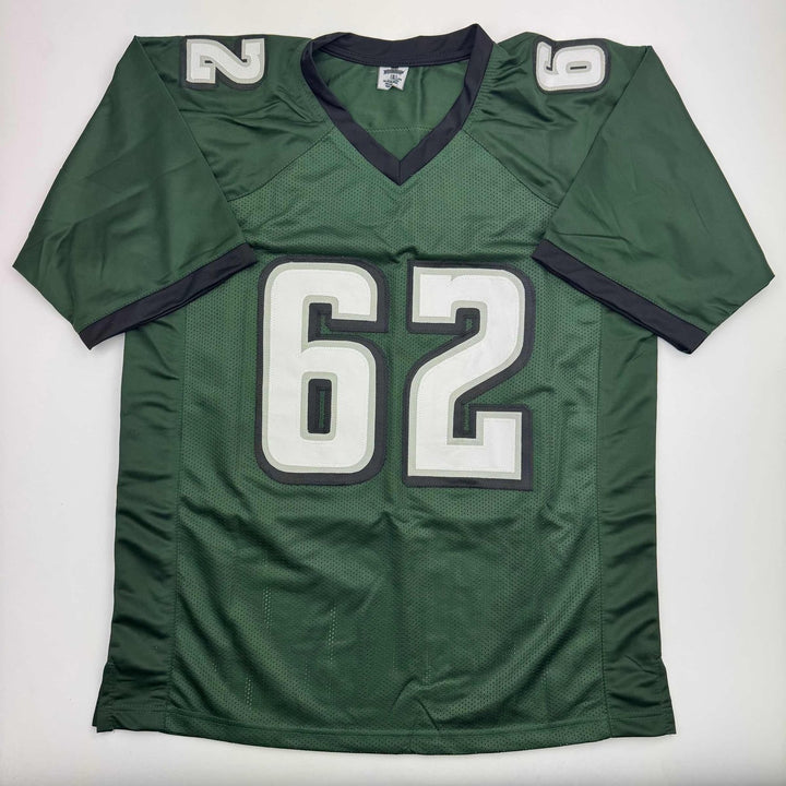 Autographed/Signed Jason Kelce Philadelphia Green Football Jersey PSA COA