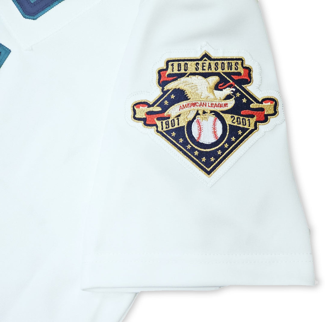 Mariners Ichiro Suzuki Auto White Mitchell Ness 2001 ASG Patch Jersey 44 ROY/MVP