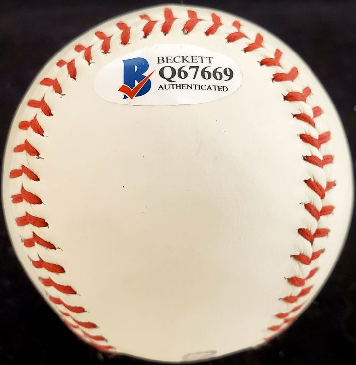 Hank Aaron Signed Official League Baseball Braves Vintage Sig Beckett #Q67669