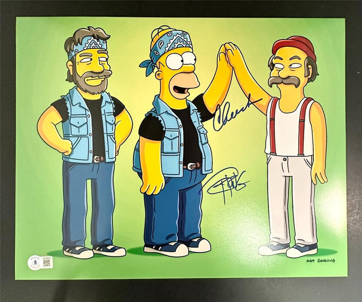 Cheech Marin and Tommy Chong signed Simpsons 11x14 photo (C) Beckett BAS Holo