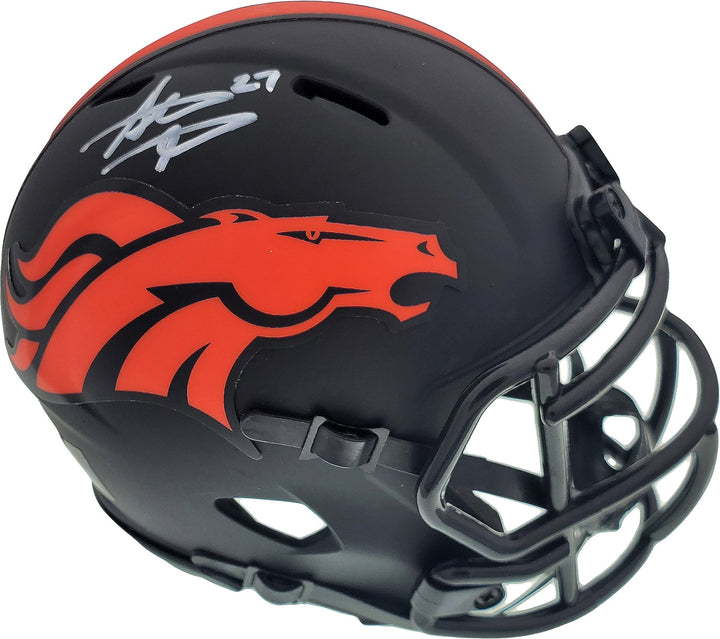 Steve Atwater Signed Eclipse Black Denver Broncos Speed Mini Helmet Beckett BAS
