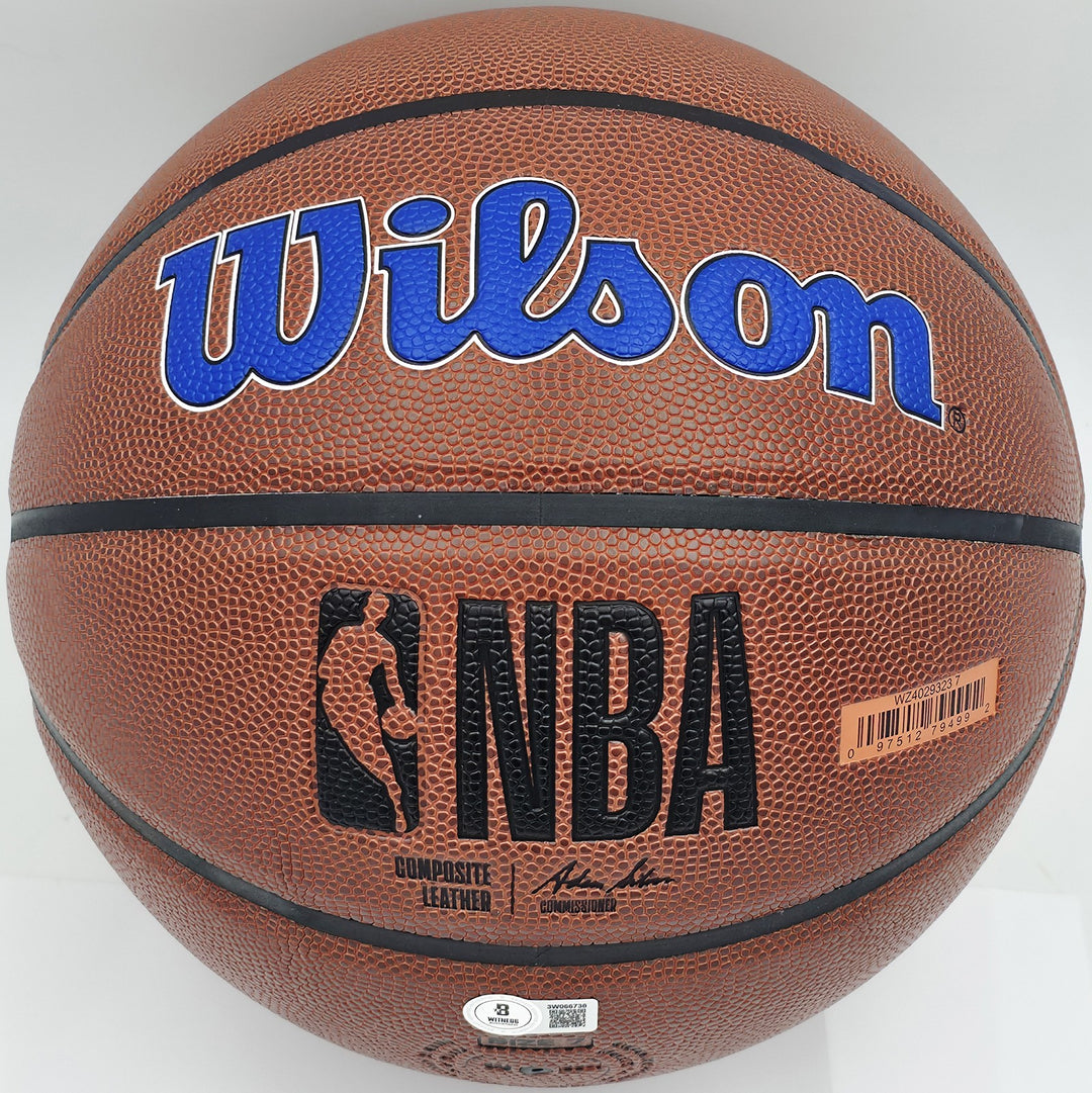 Allen Iverson Auto Signed Composite Leather 76ers Logo Basketball Beckett Wit