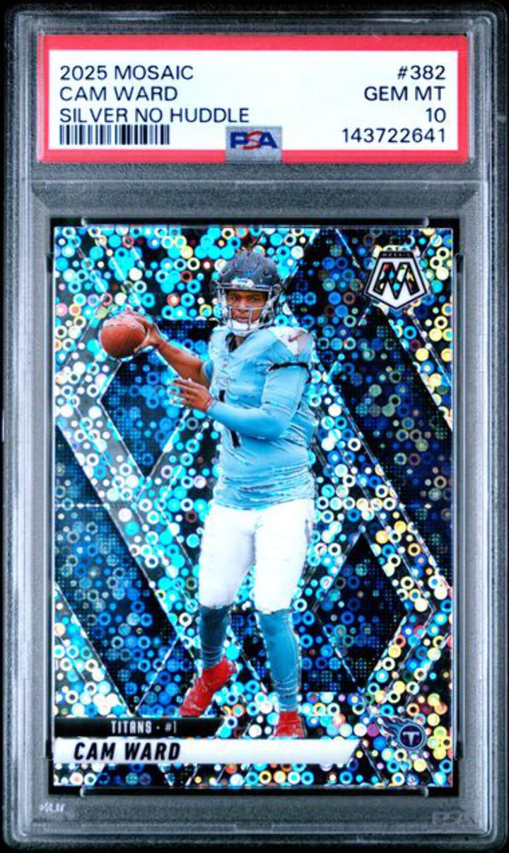 Graded 2025 Panini Mosaic Cam Ward #382 Silver No Huddle Rookie RC Card PSA 10