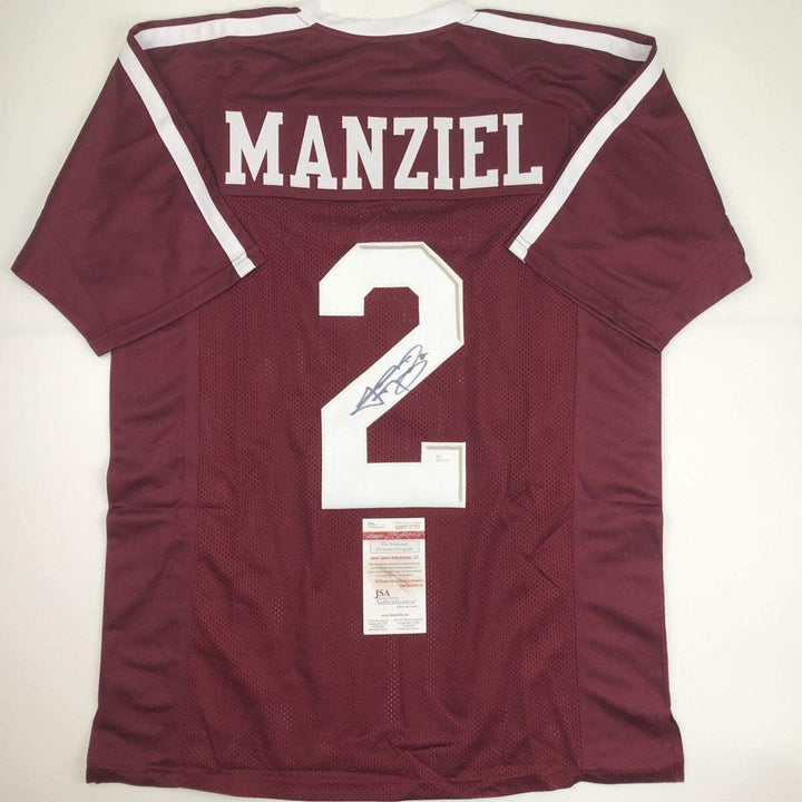 Autographed/Signed JOHNNY MANZIEL Texas A&M Maroon Football Jersey JSA COA Auto