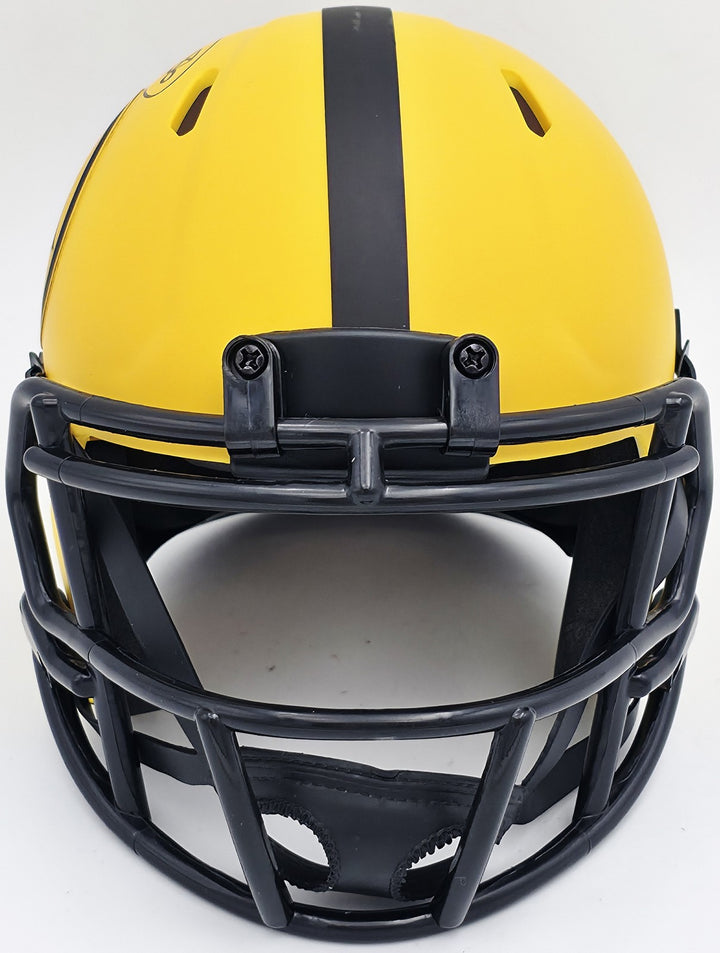 Hines Ward Signed Pittsburgh Steelers Gold Rave Speed Mini Helmet Beckett Wit