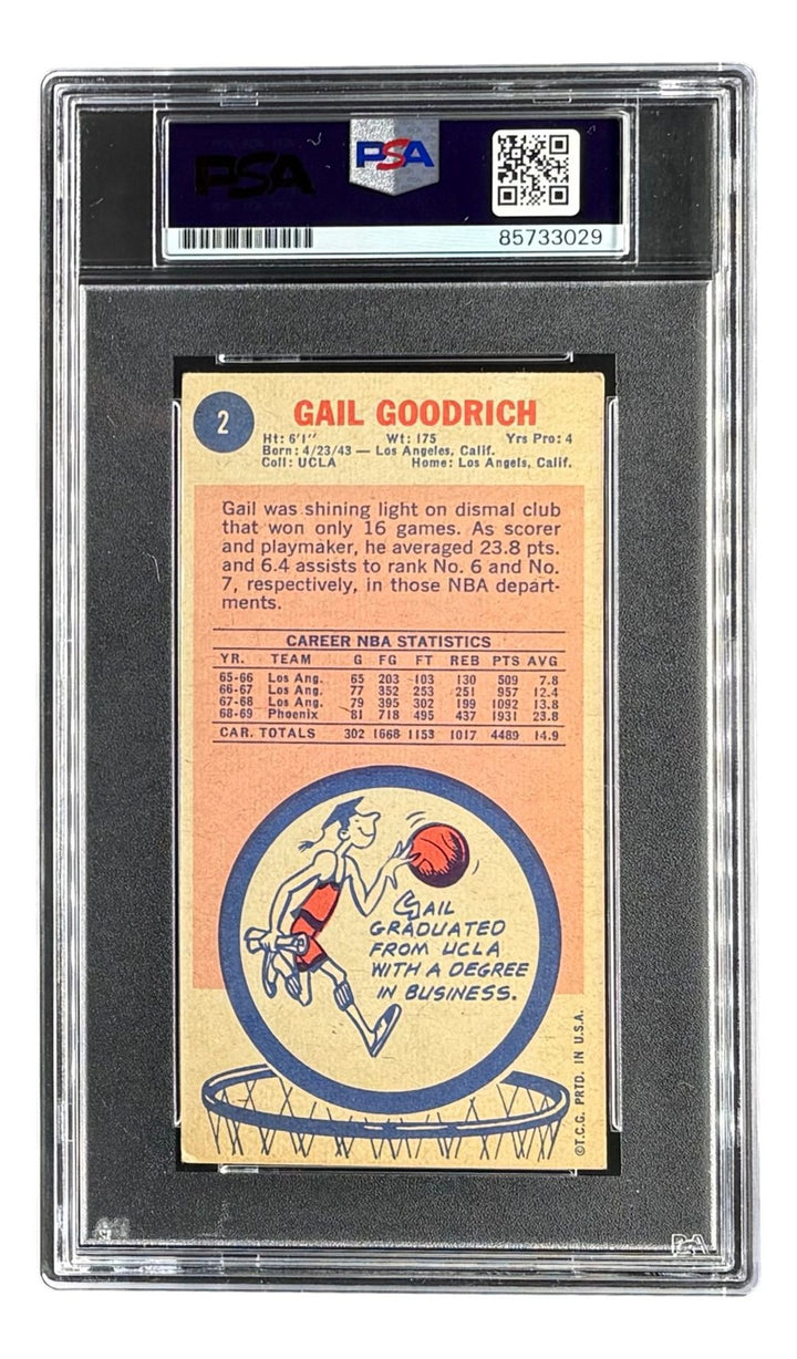 Gail Goodrich Signed 1970/71 Topps #2 Lakers Trading Card w/ 3 Insc PSA/DNA