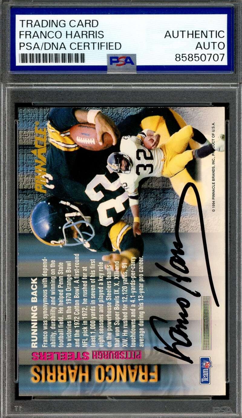 Franco Harris PSA DNA Signed 1994 Pinnacle Autograph Steelers