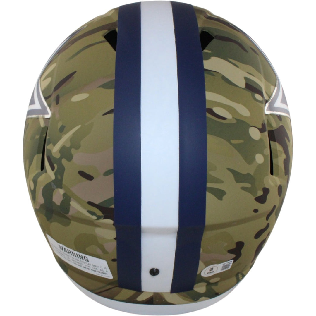 Dak Prescott Autographed/Signed Dallas Cowboys F/S Camo Helmet Beckett 56327