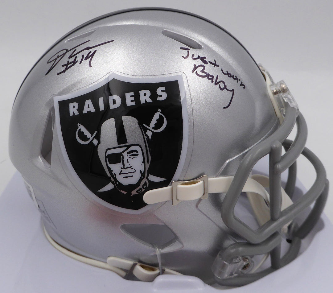 DJ D.J. Turner Signed Raiders Mini Helmet "Just Win Baby" Beckett #2W133361