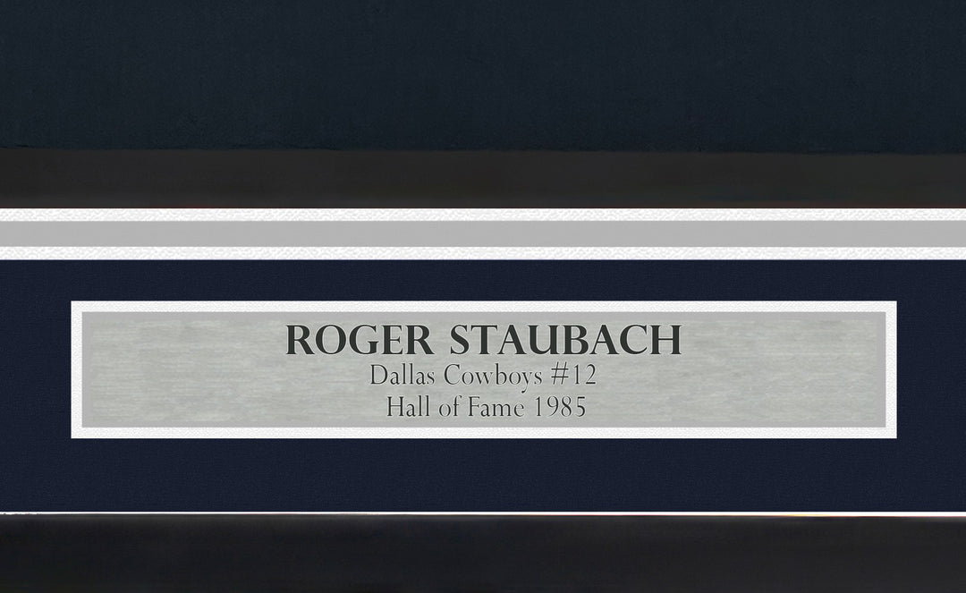 Dallas Cowboys Roger Staubach Signed Framed Navy Blue Jersey Beckett BAS Witness