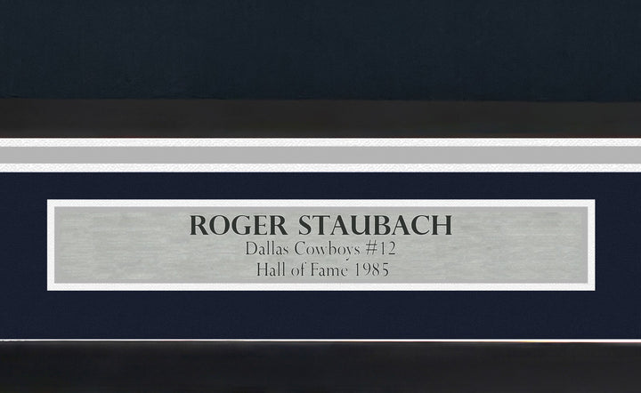 Dallas Cowboys Roger Staubach Signed Framed Navy Blue Jersey Beckett BAS Witness
