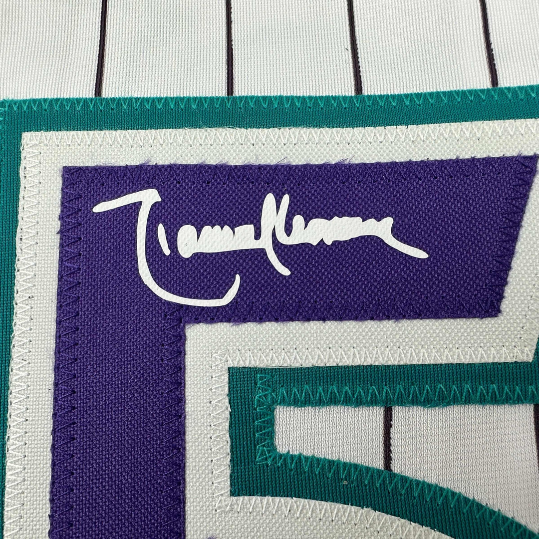 Facsimile Autographed Randy Johnson Arizona Pinstripe Reprint Auto Jersey XL