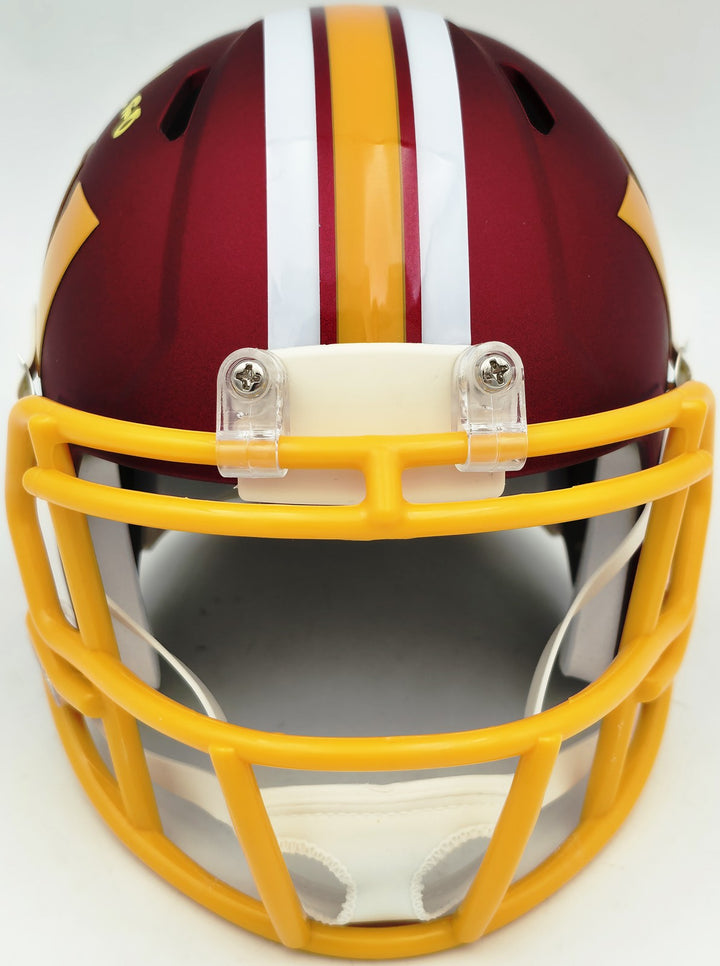 Mike Sainristil Auto Commanders Maroon 2025 Alt Speed Mini Helmet Beckett Wit