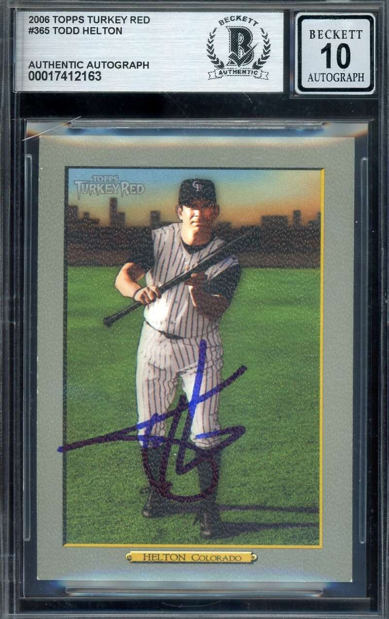 Todd Helton Gem Mint 10 Beckett BAS Signed 2006 Topps Turkey Red Autograph