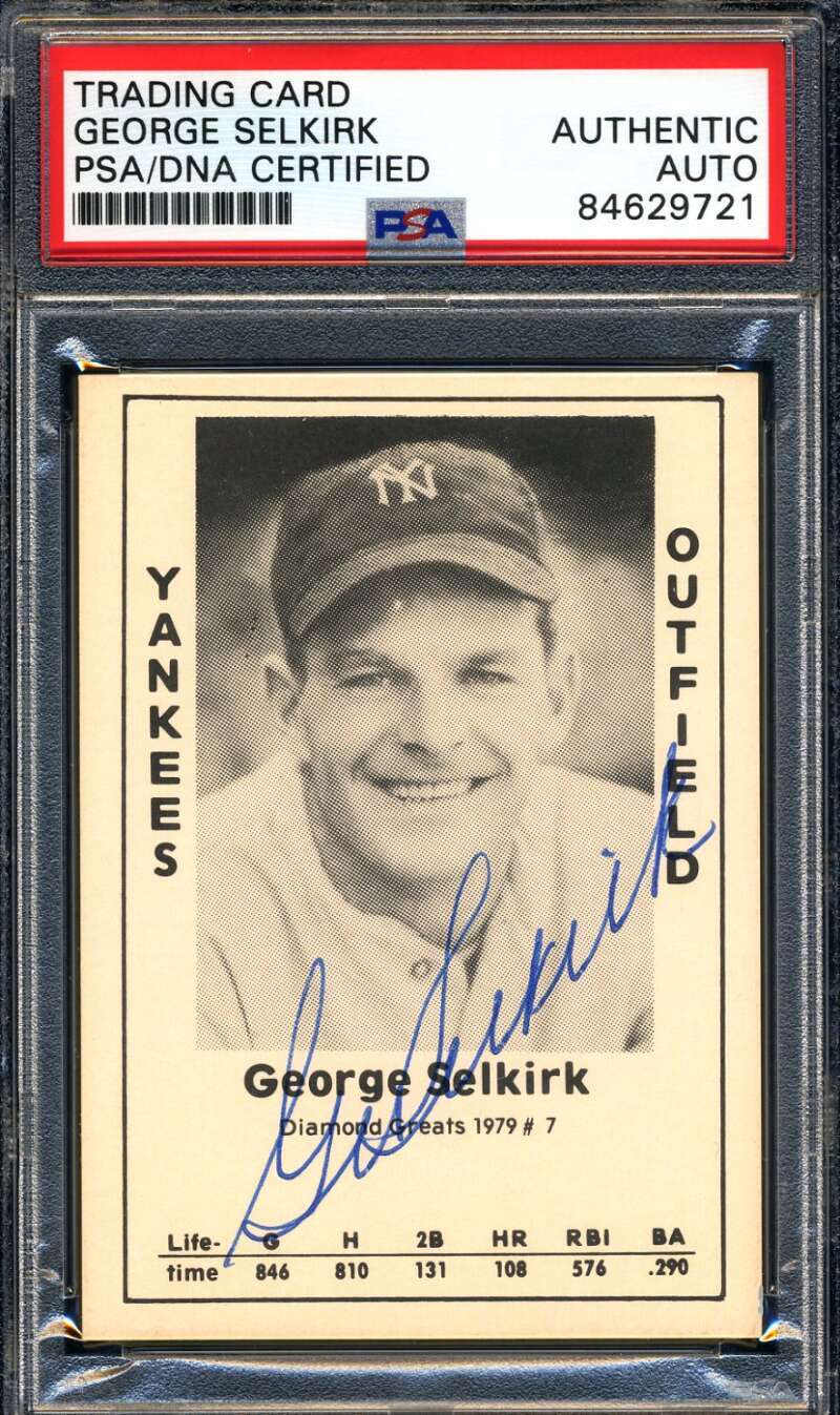 George Selkirk PSA DNA Signed 1979 Diamond Greats Autograph