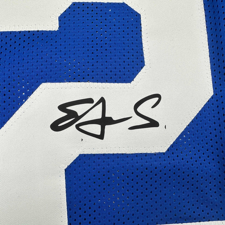 Facsimile Autographed Edgerrin James Indianapolis Blue Reprint Jersey Men's XL