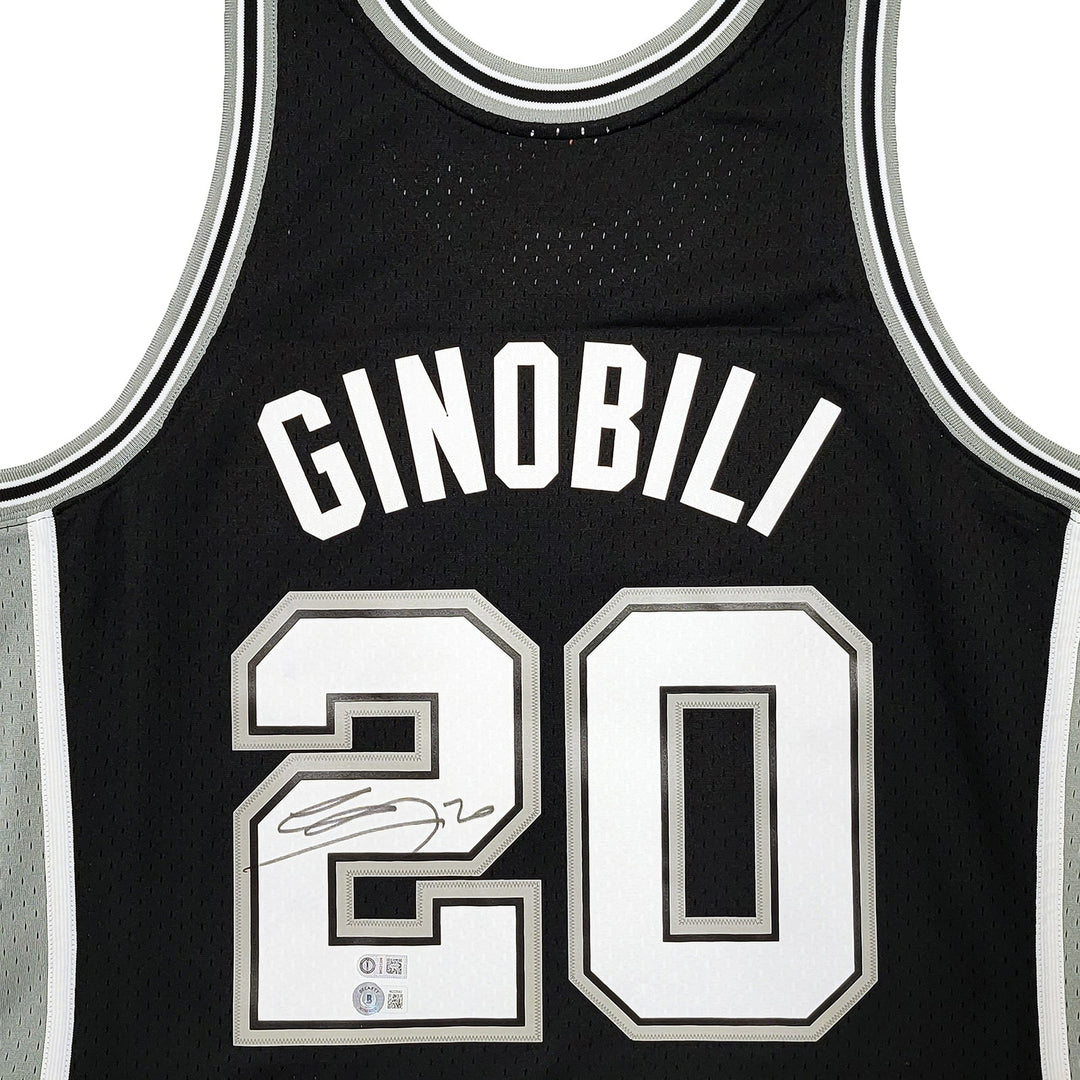 Spurs Manu Ginobili Auto Black Authentic Mitchell Ness Swingman Jersey L Beckett
