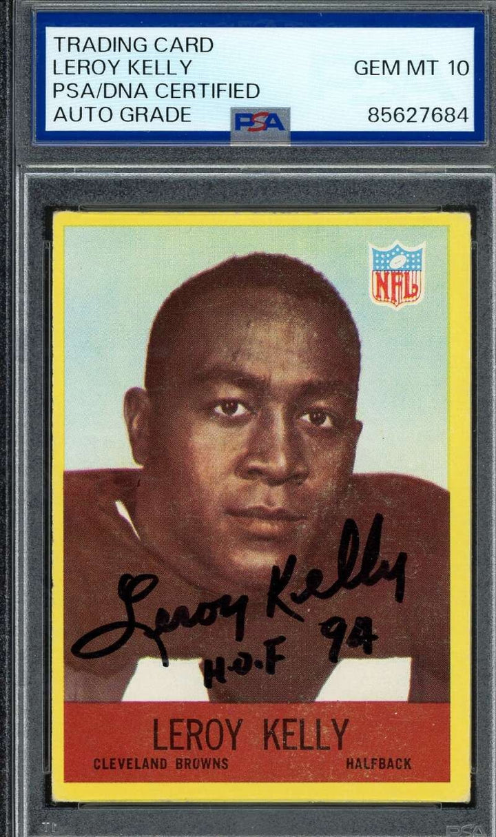 Leroy Kelly Gem Mint 10 PSA DNA Signed 1967 Philadelphia Rookie Autograph
