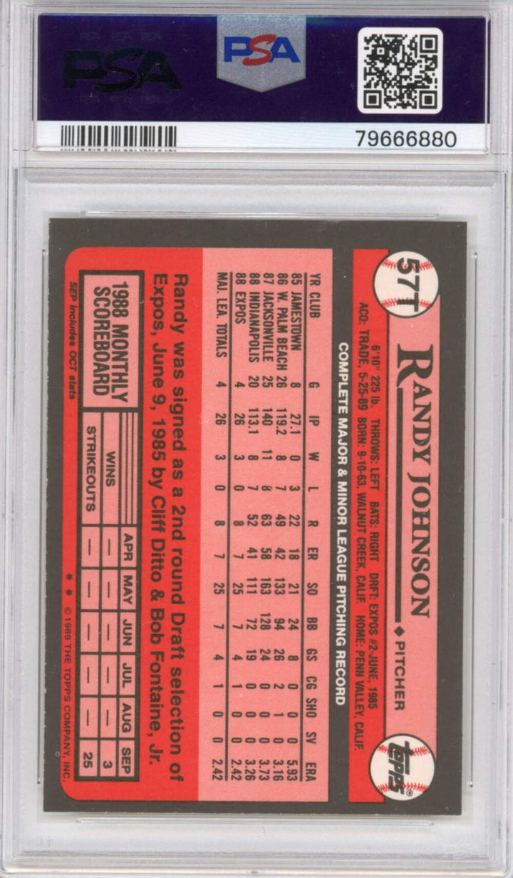 Graded 1989 Topps Traded Randy Johnson #57T Rookie RC Card PSA 10 Auto Gem Mint