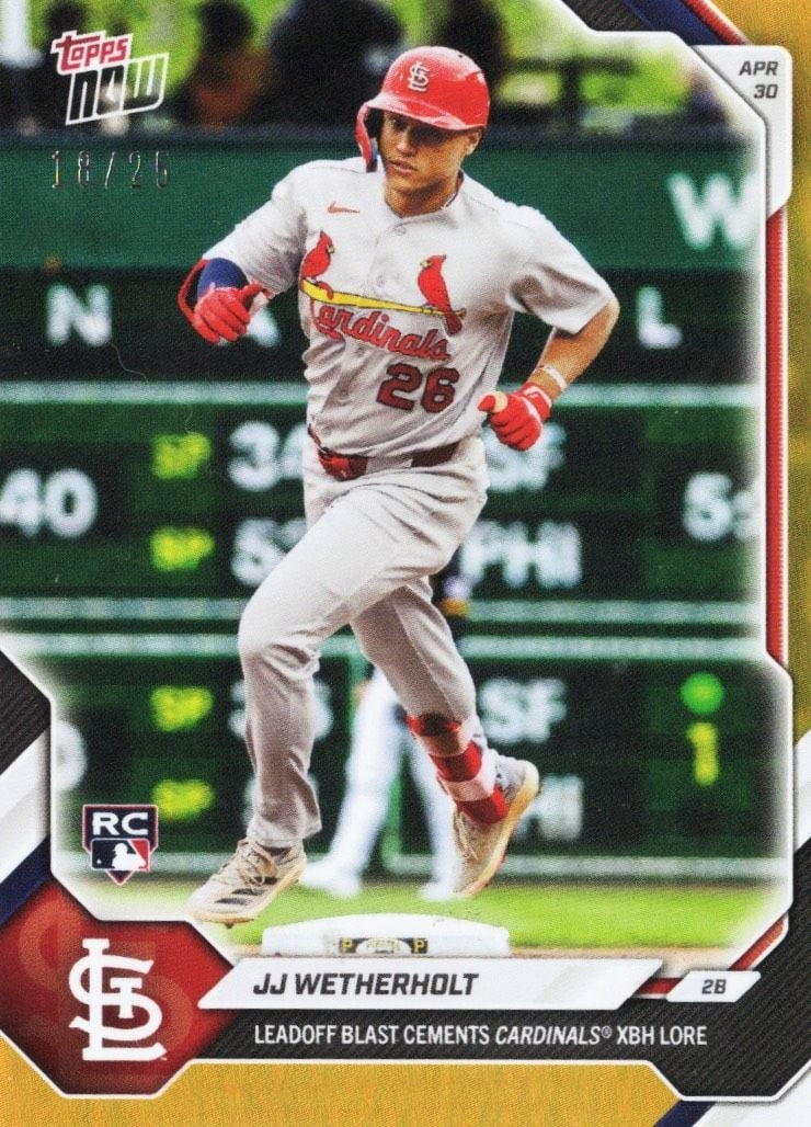 2026 Topps Now JJ Wetherholt #144 Orange Foil /25 Rookie RC Baseball Card