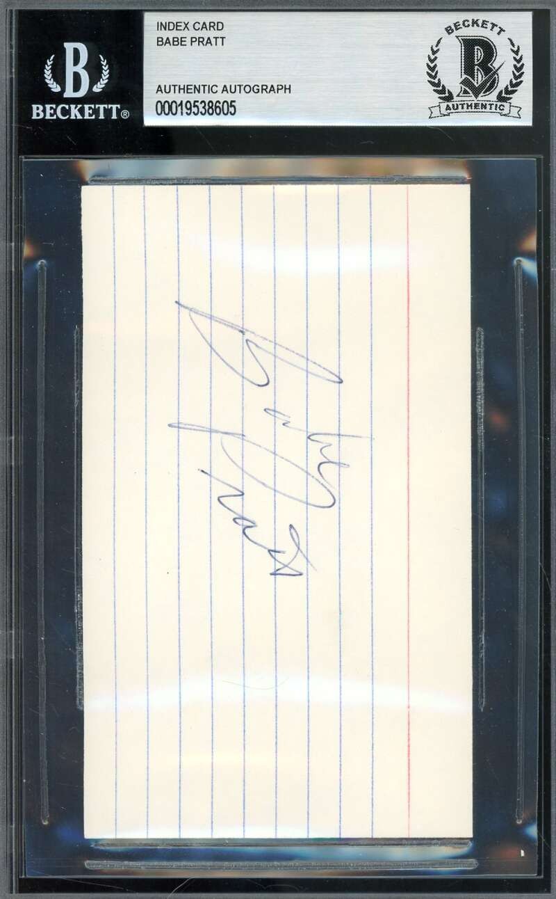 Babe Pratt Beckett BAS Signed 3x5 Index Card Autographed