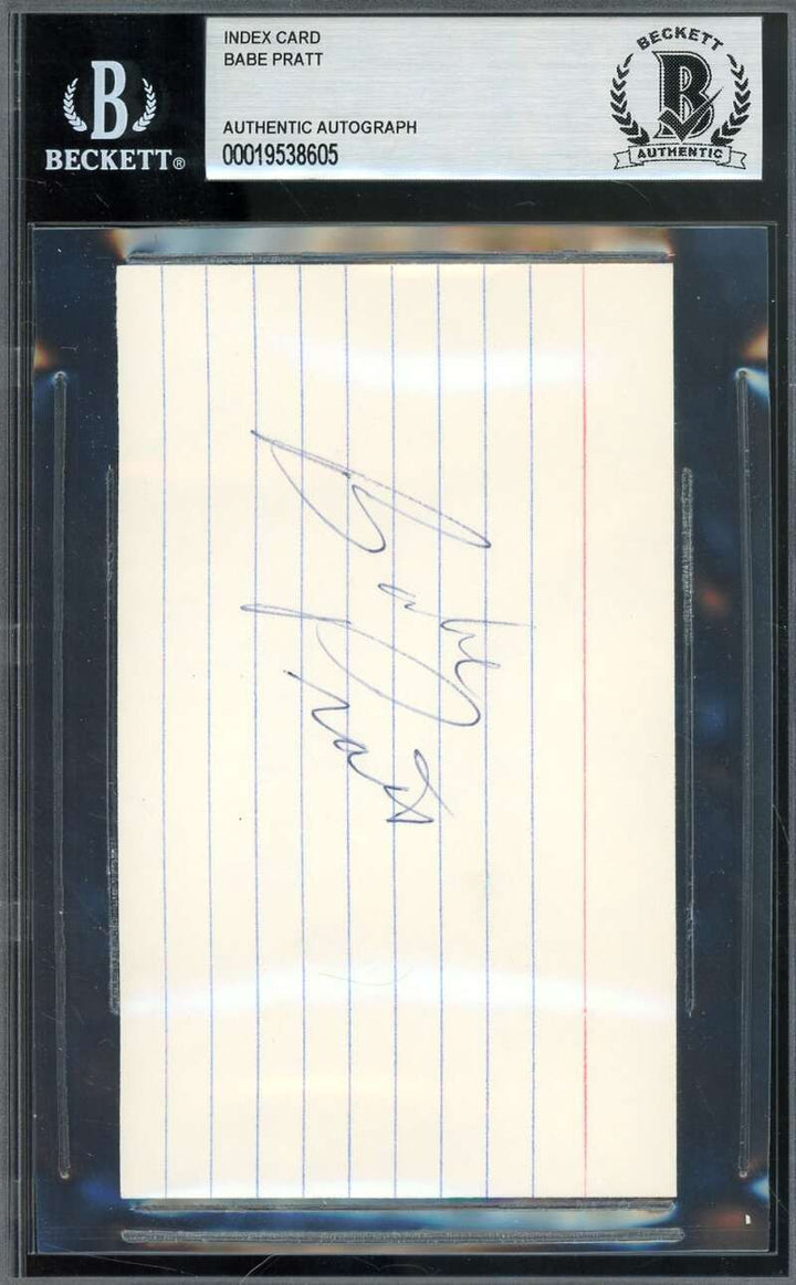 Babe Pratt Beckett BAS Signed 3x5 Index Card Autographed