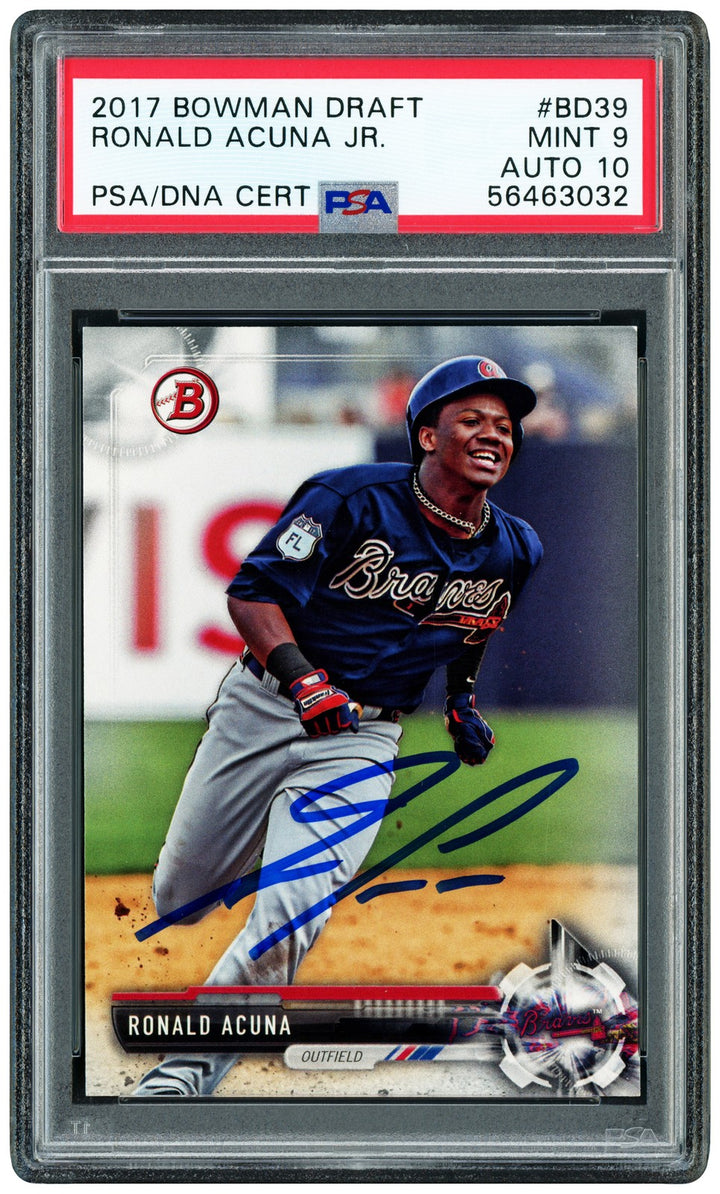 Ronald Acuna Jr. Auto 2017 Bowman Draft RC BD39 Braves PSA 9 Auto GM 10 PSA/DNA