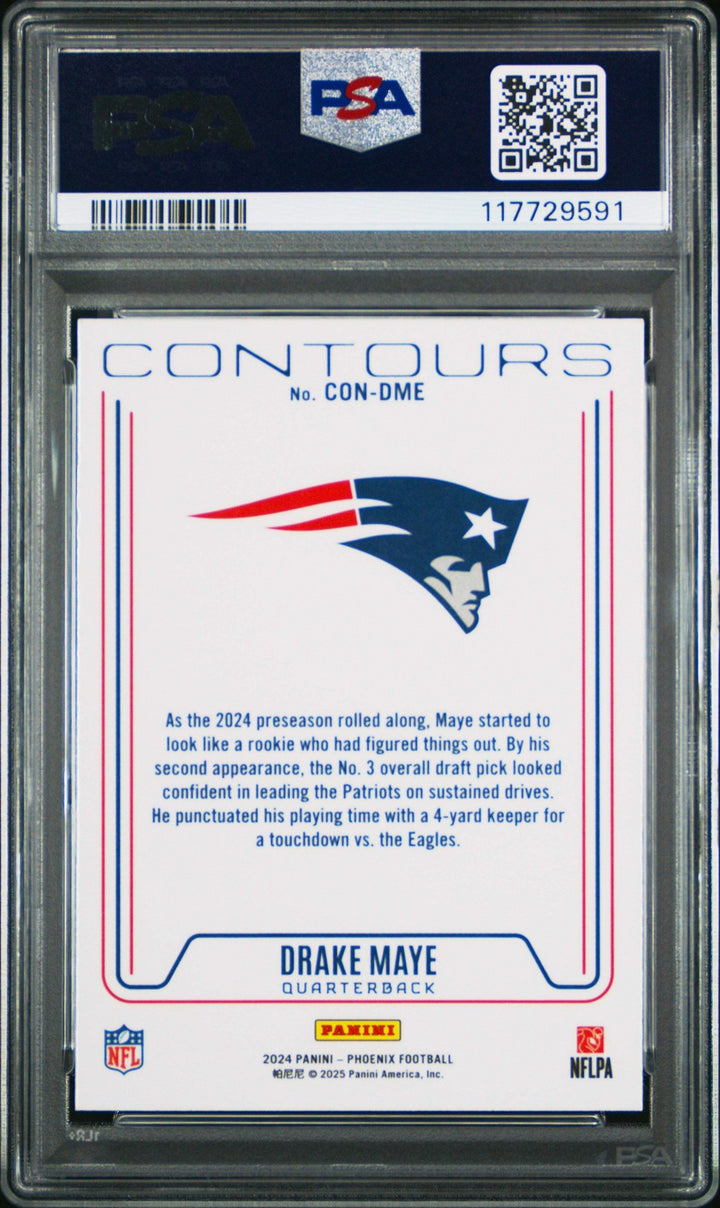Graded 2024 Panini Phoenix Drake Maye #CONDME Contours RC Football Card PSA 10