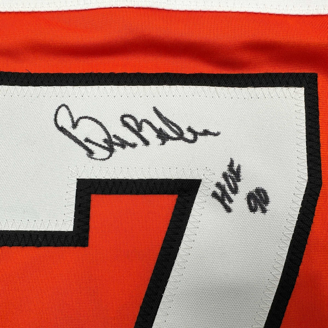 Autographed/Signed Bill Barber HOF 90 Philadelphia Orange Jersey Beckett BAS COA