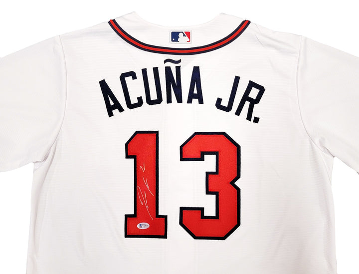 Atlanta Braves Ronald Acuna Jr. Signed White Nike Jersey Size Large Beckett
