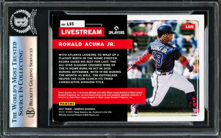 Ronald Acuna Autographed 2021 Donruss Livestream Pink Fireworks Card Beckett