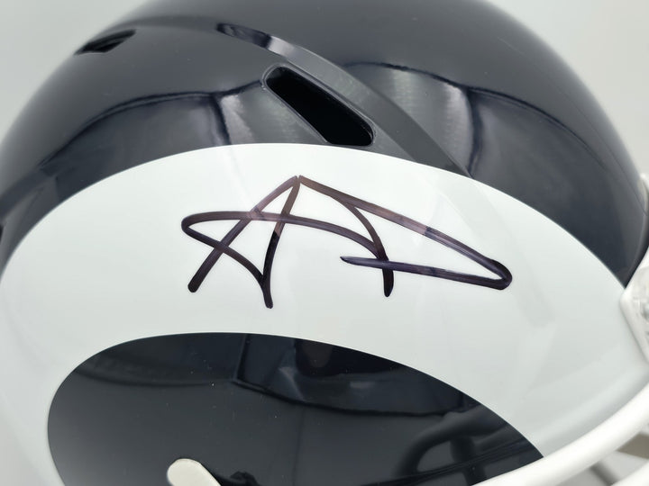 Aaron Donald Signed Rams Blue Full Size Speed Replica Helmet Beckett Witness