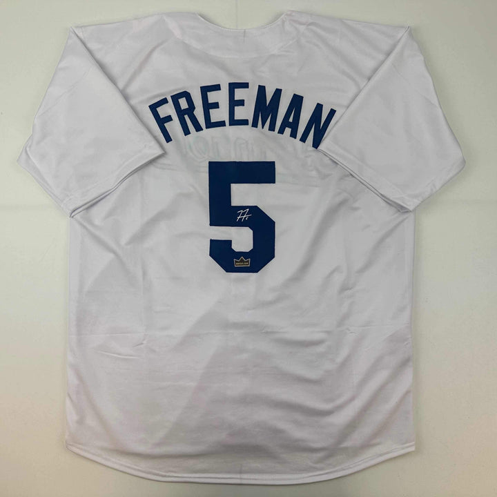 Facsimile Autographed Freddie Freeman Los Angeles White Reprint Auto Jersey XL