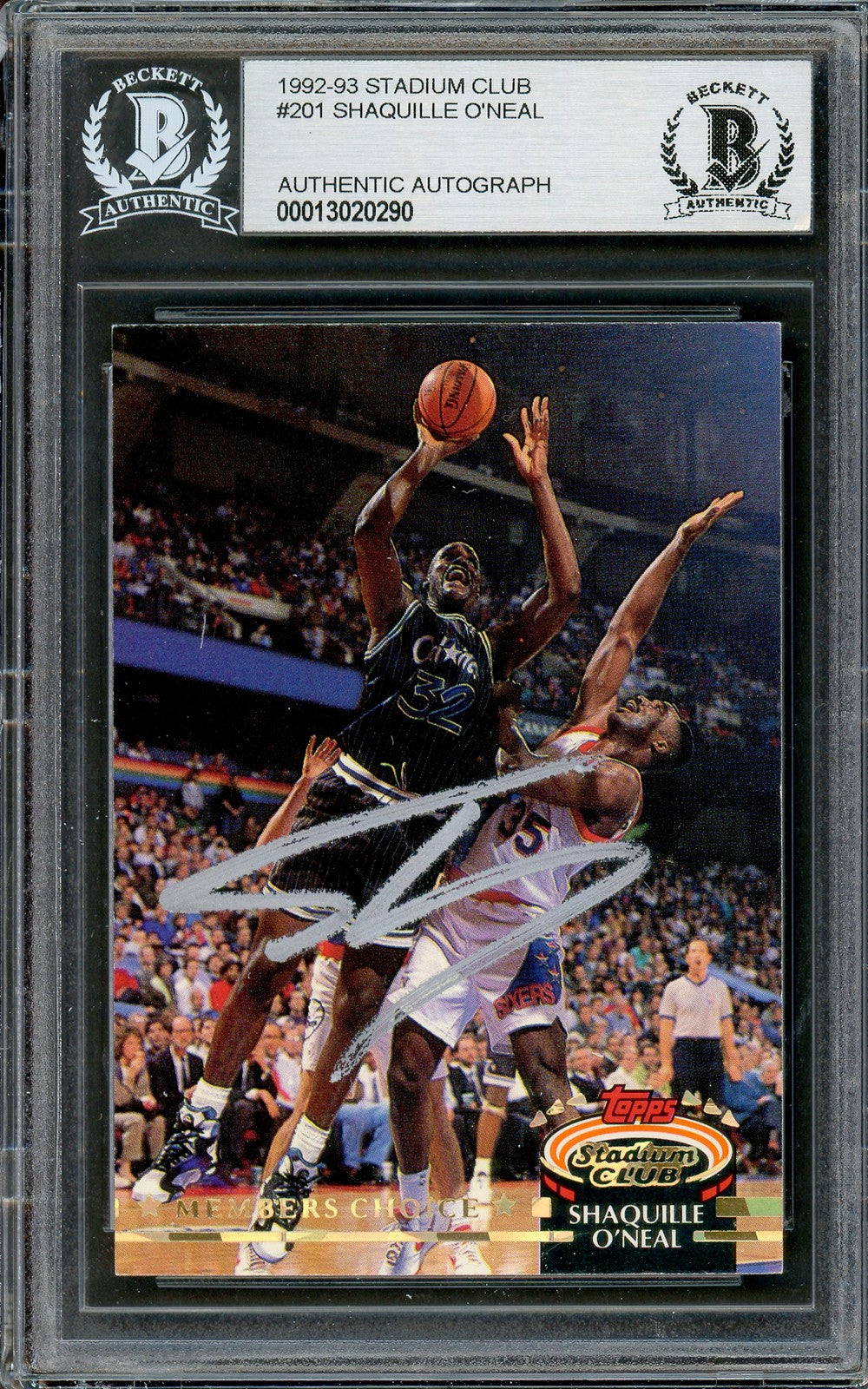 Shaquille O'Neal Signed 1992-93 Stadium Club Members Only RC 201 Magic Beckett