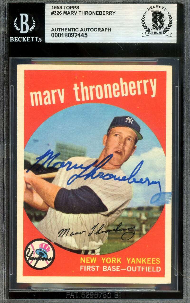 Marv Throneberry Beckett BAS Signed 1959 Topps Autograph