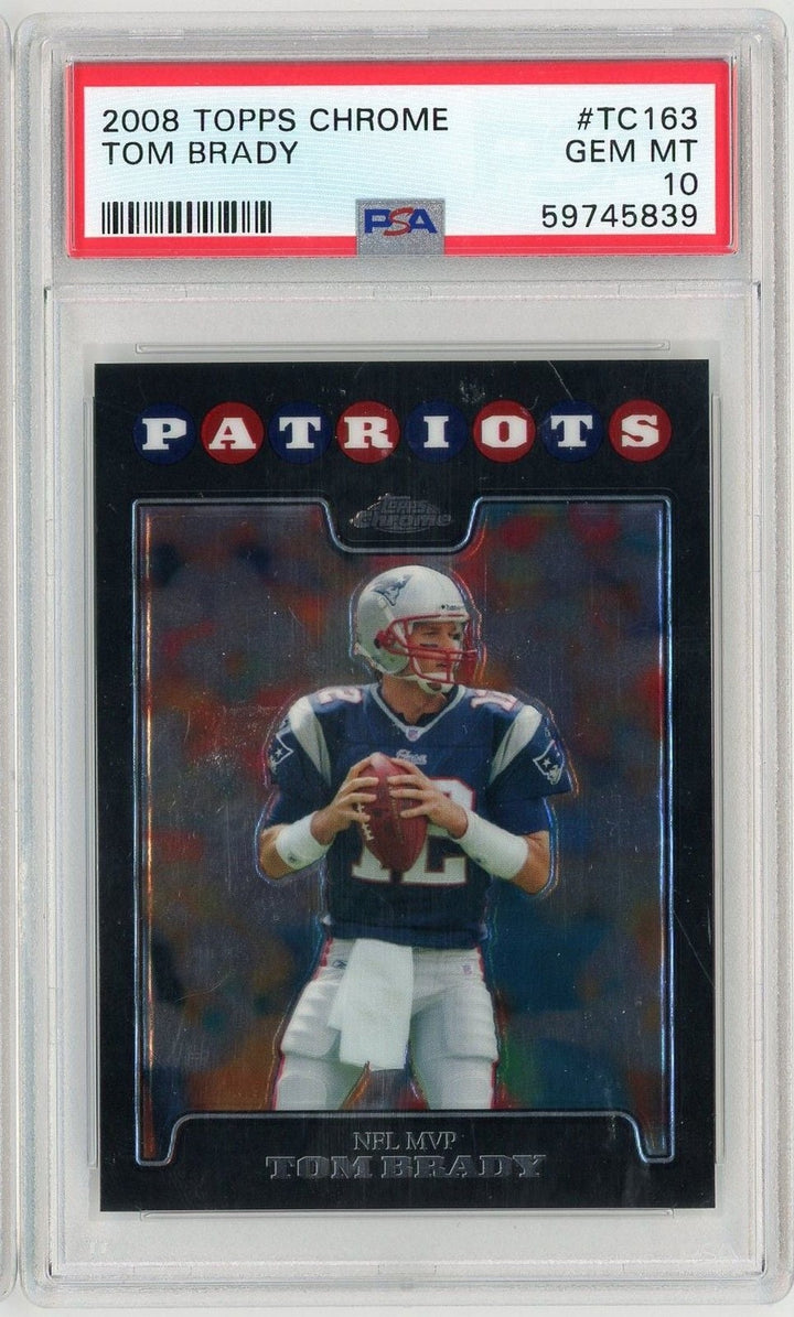 Graded 2008 Topps Chrome Tom Brady #TC163 Football Card PSA 10 Gem Mint
