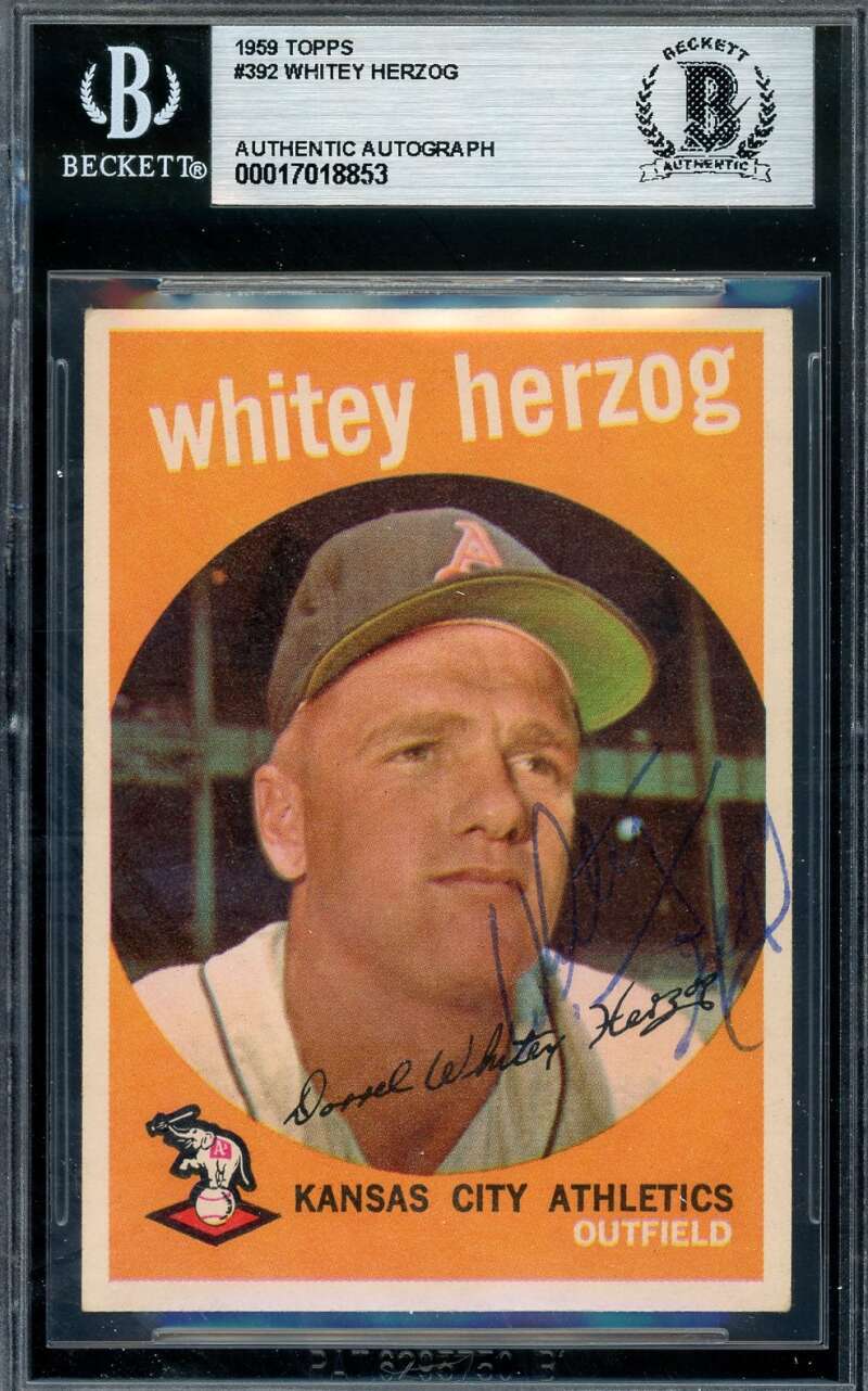 Whitey Herzog Beckett BAS Vintage Signed 1959 Topps Autograph