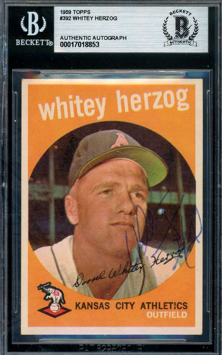 Whitey Herzog Beckett BAS Vintage Signed 1959 Topps Autograph