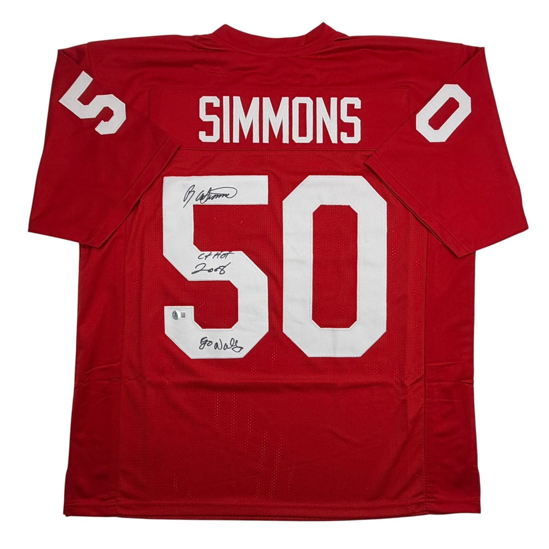 Autographed/Signed Ron Simmons Florida State FSU Red Jersey Beckett BAS COA