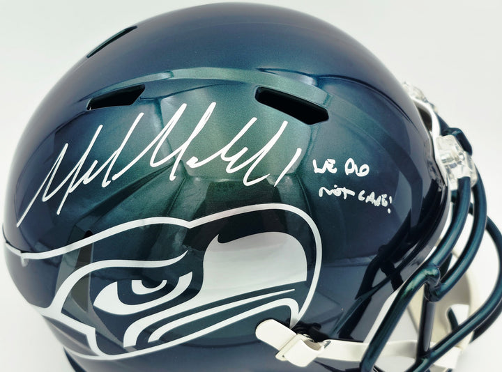 Mike Macdonald Signed Seahawks Rivalries Full Size Helmet "We Did Not Care"