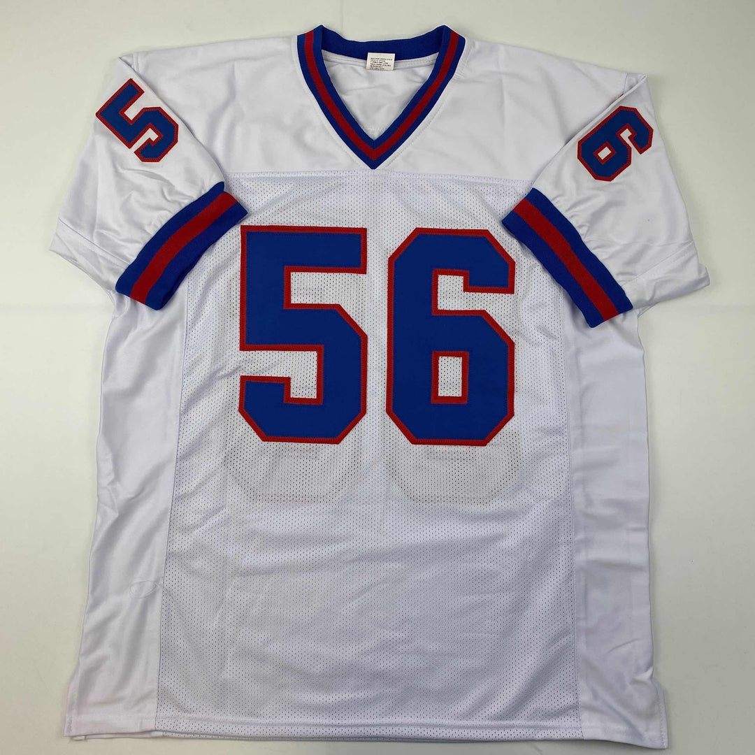Facsimile Autographed Lawrence Taylor New York White Reprint Jersey Size Mens XL