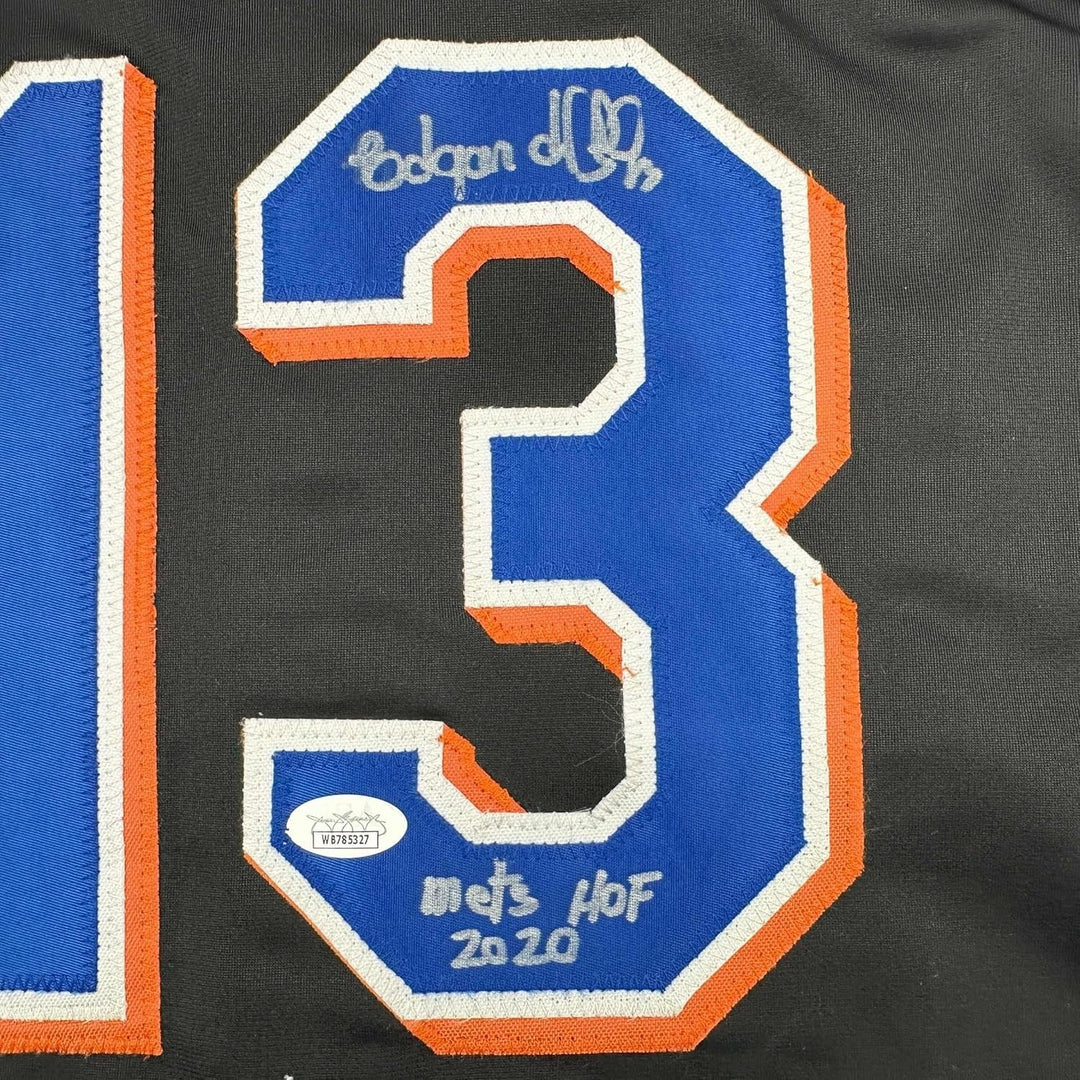 Framed Signed Edgardo Alfonzo 35x39 New York Black Jersey JSA COA