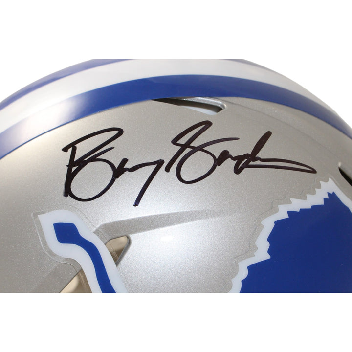 Barry Sanders Autographed Detroit Lions Pro TB Helmet Beckett Witness 58194
