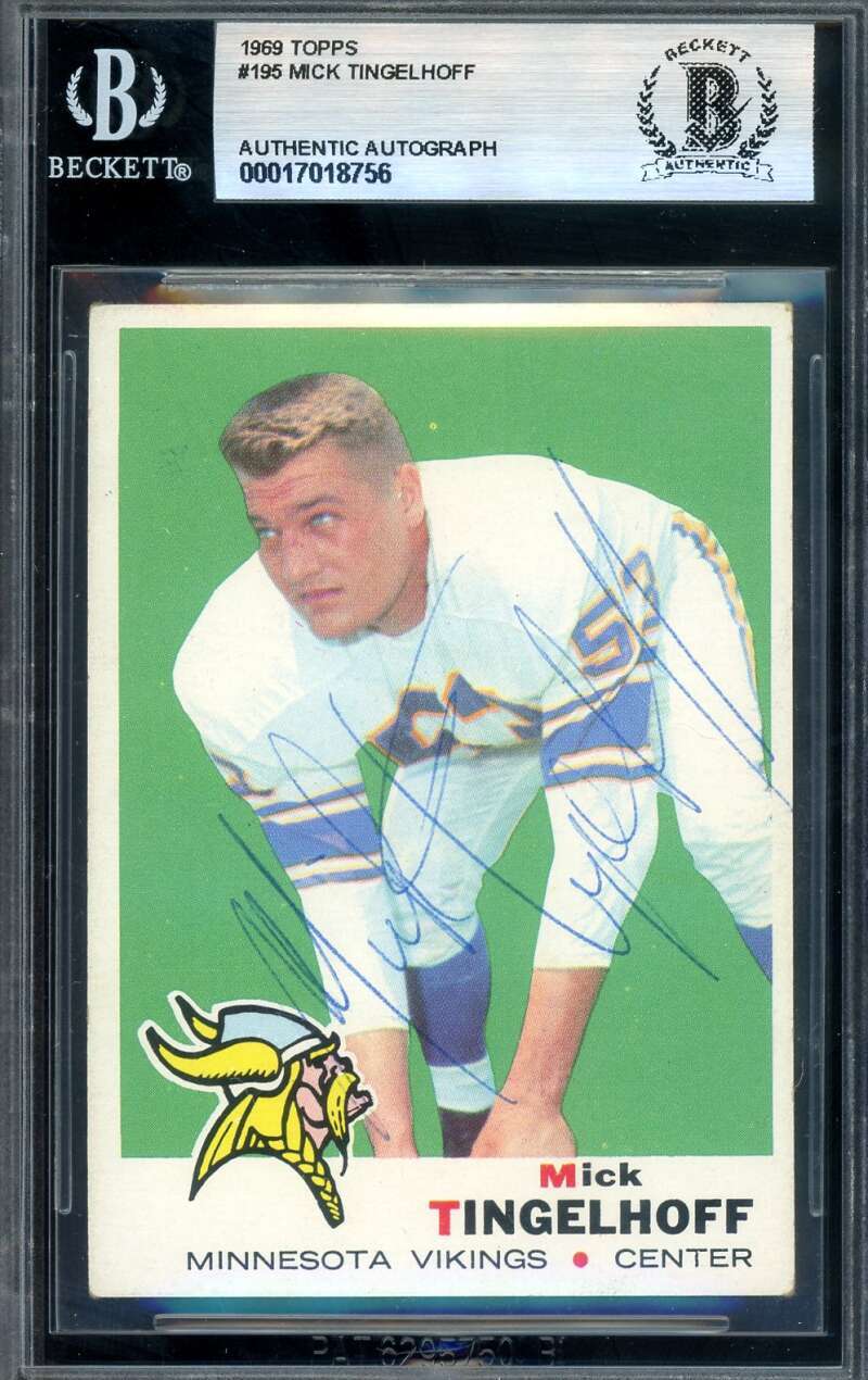 Mick Tingelhoff Beckett BAS Vintage Signed 1969 Topps Autograph