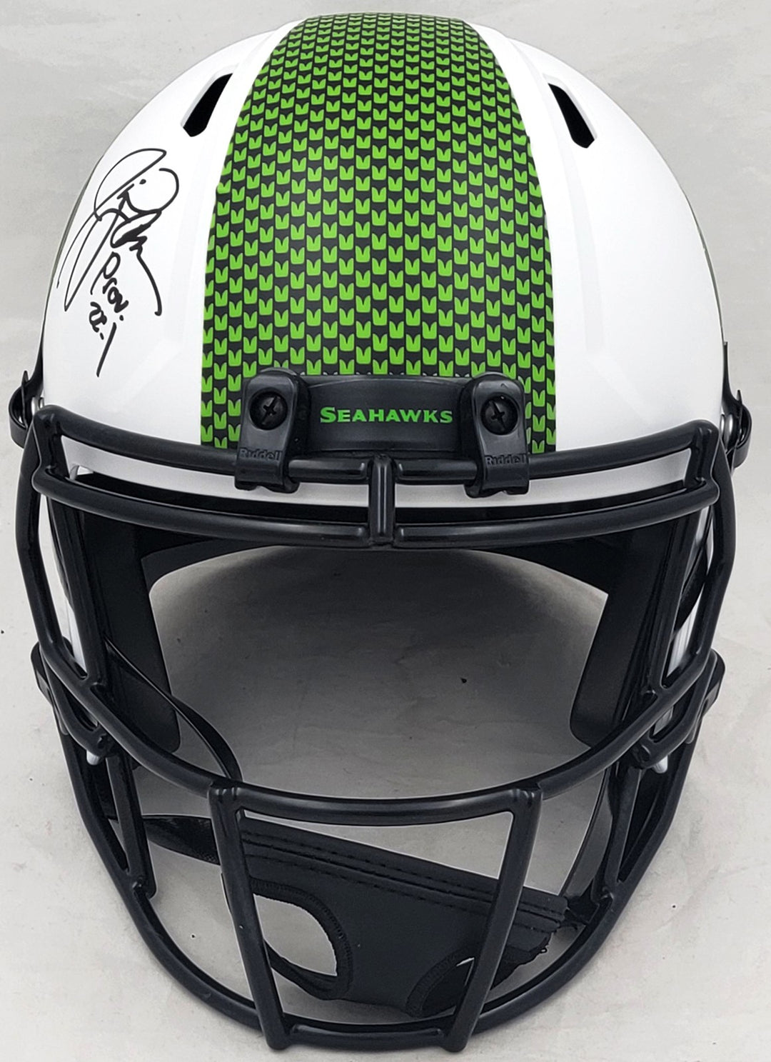Jim Zorn Auto Seahawks Lunar Eclipse White Full Size Rep Speed Helmet MCS Holo